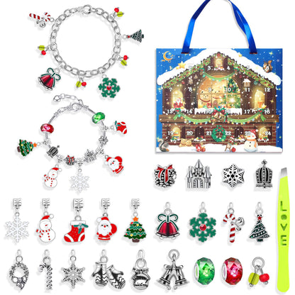 Children's Ornament Beaded Christmas Grid Snowman Blind Bracelets