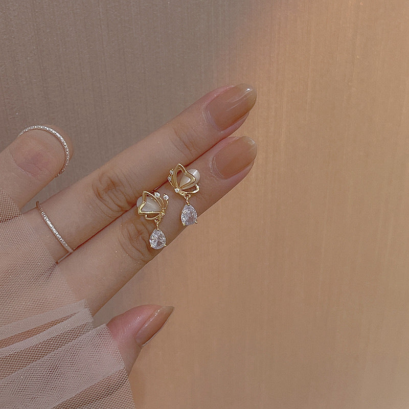 Opal Butterfly Heart Water Drops Zircon Rings