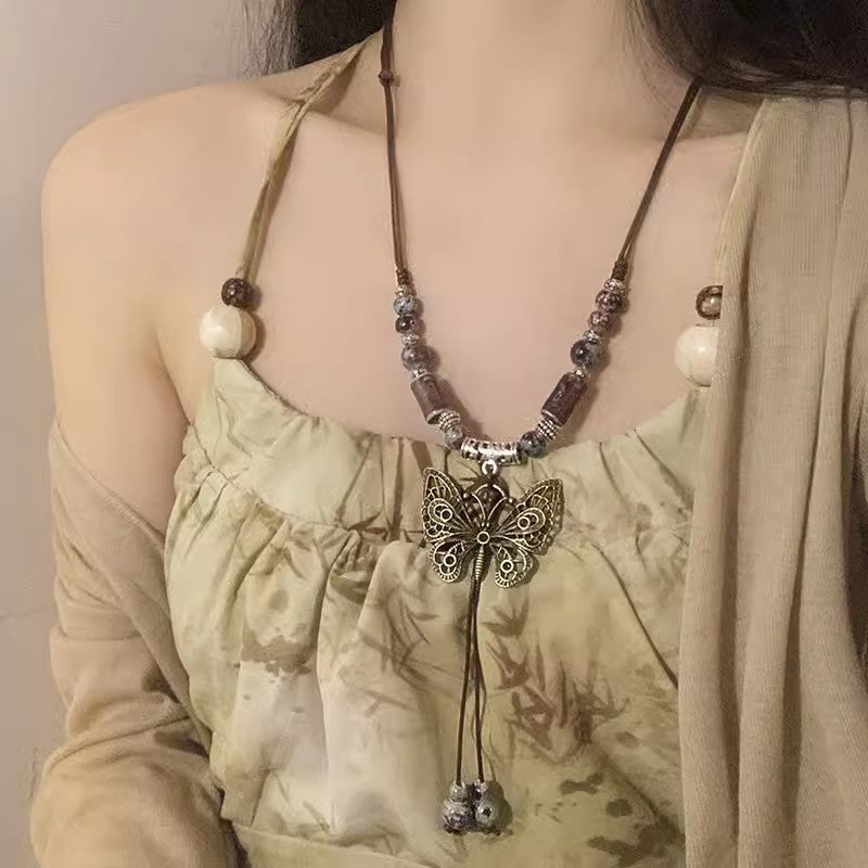 Women's Chinese Retro Ethnic Style Design High-grade Sweater Chain Necklaces