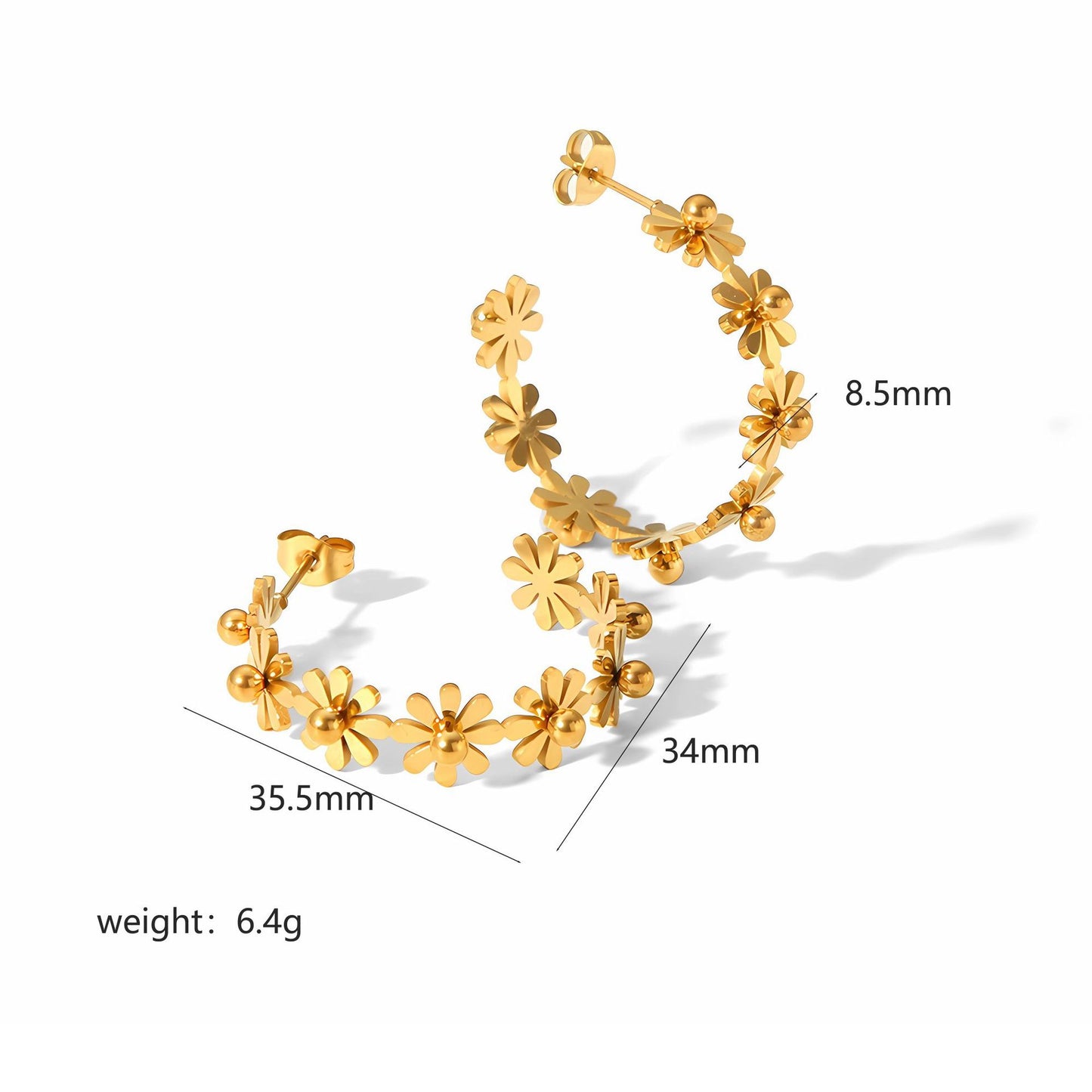 Gold Flower Female Niche Exaggerated Stainless Earrings