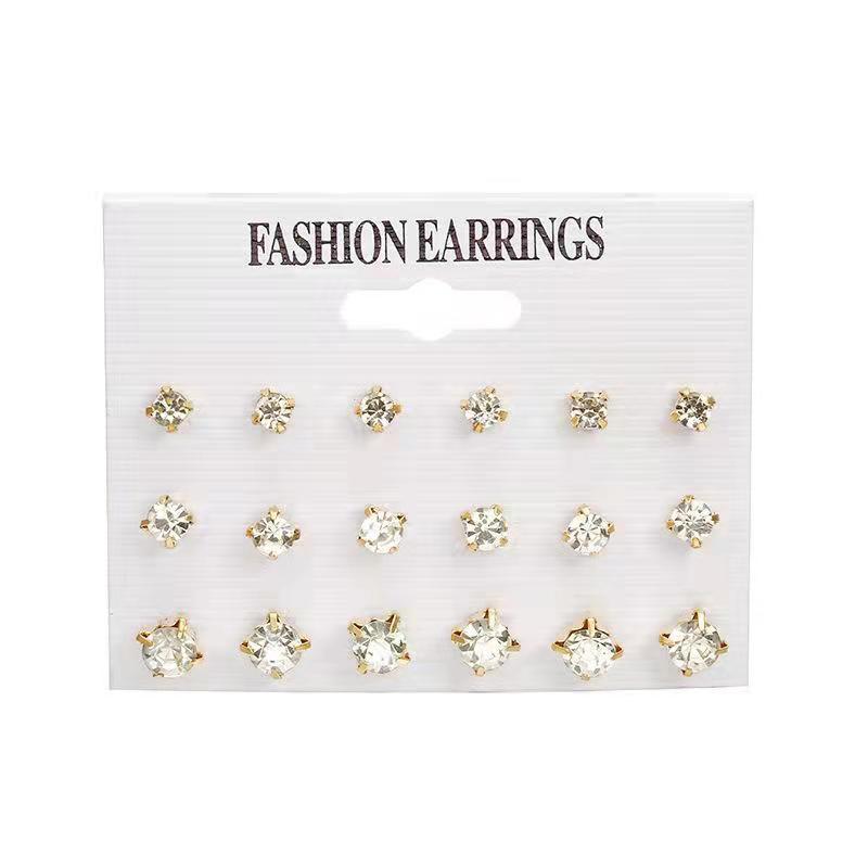 Imitation Zirconium Combination Pairs Simple Suit Earrings