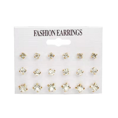 Imitation Zirconium Combination Pairs Simple Suit Earrings