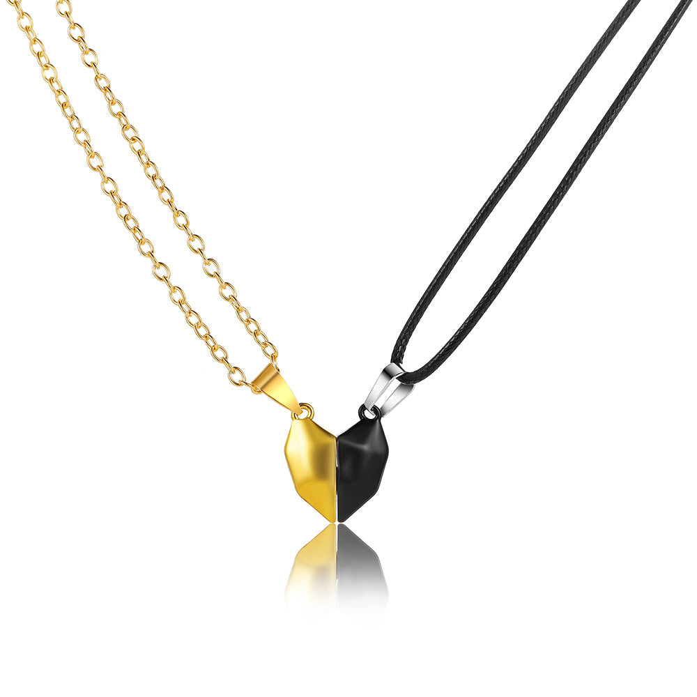 Suction Love Creative Black White Stone Necklaces