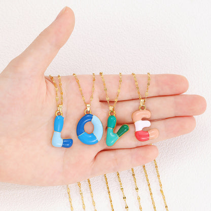 Colorful Oil Dopamine Bubble Letter English Pendants