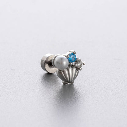 Zircon Butterfly Titanium Steel Ear Bone Pin Earrings
