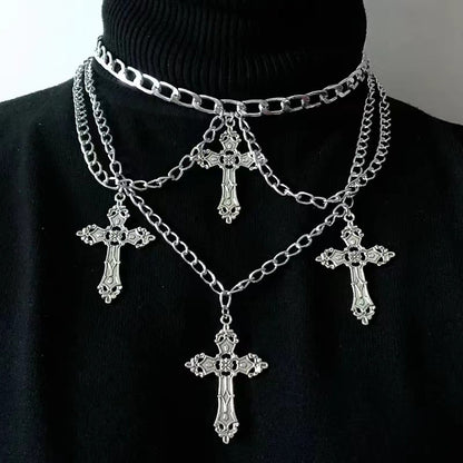 Women's Popular Gothic Cross With Neck Accessories Necklaces