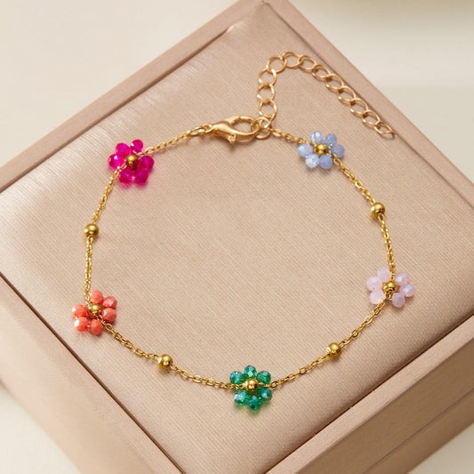 Simple Rhinestone Butterfly Daisy Female Niche Temperament Versatile Bracelets