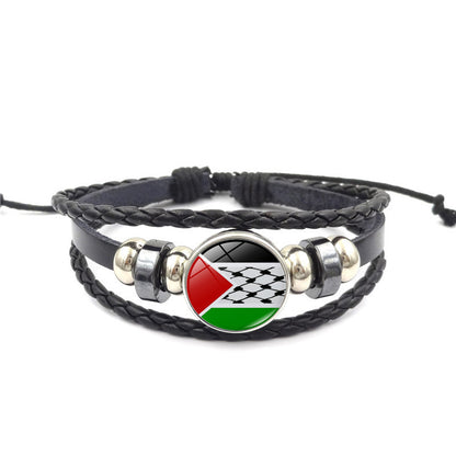 Women's Palestine Flag Punk Style Beaded Weave Bracelets