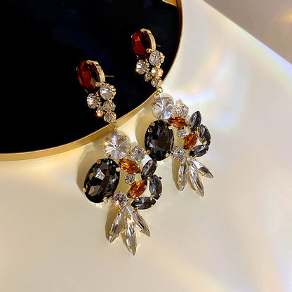 Needle Retro Minority Design Asymmetric Zircon Light Luxury Earrings