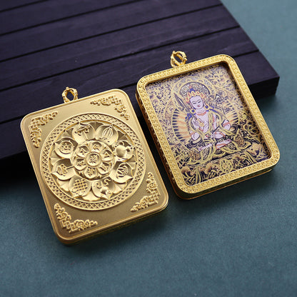 Gold Vajra Hand Painted Golden Outline Eight Patron Saints Pendants