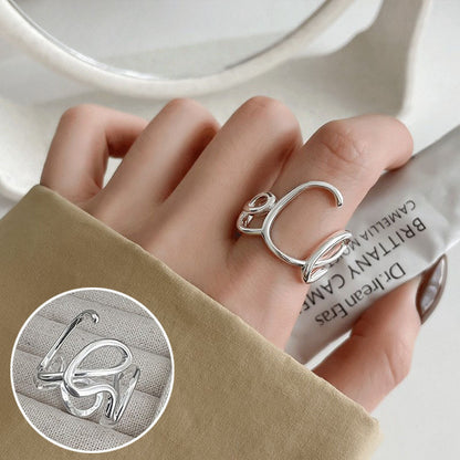 Line Cross Cord For Braiding Female Simple Irregular Wide Rings