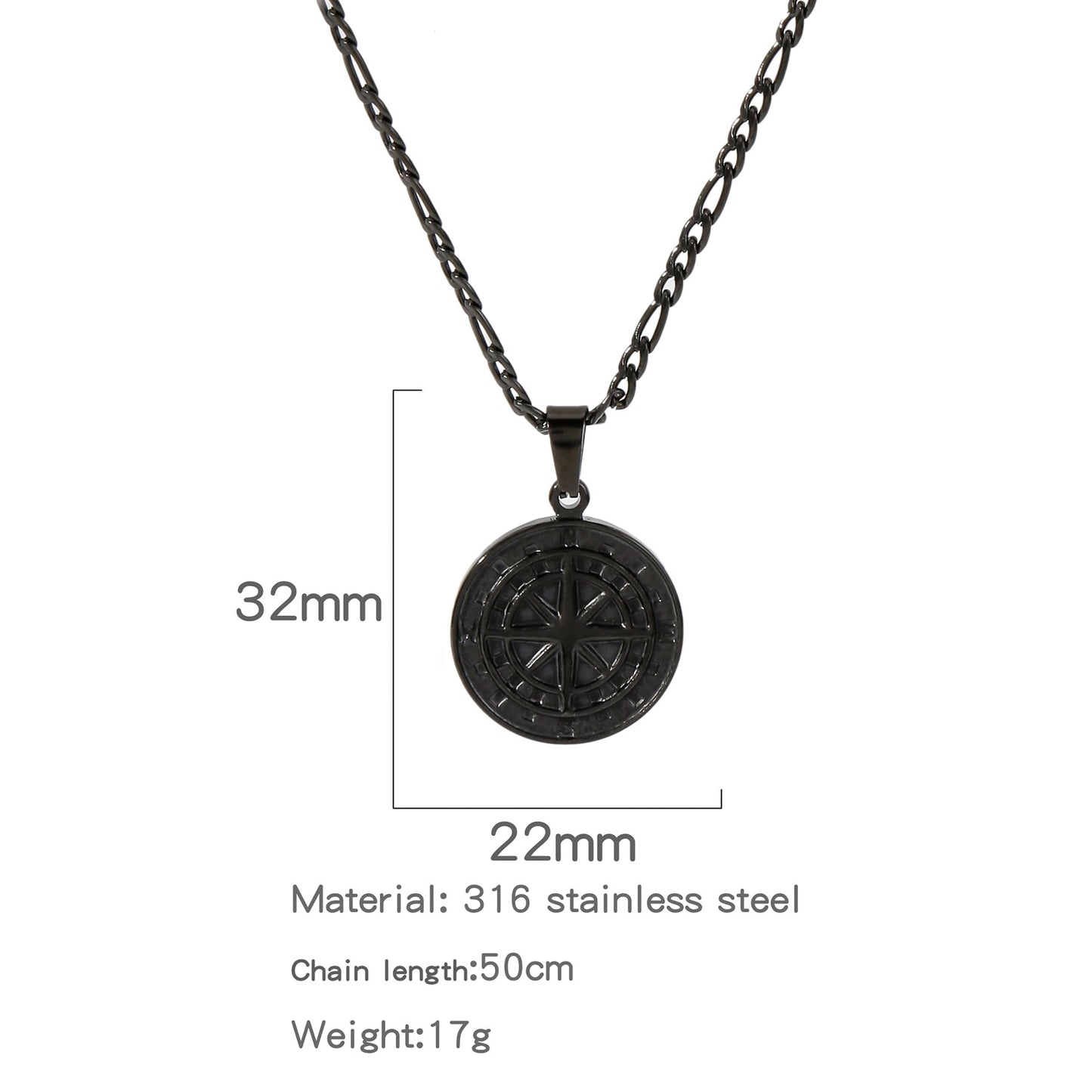 Men's Fashion Viking Nordic Style Metal Compass Necklaces