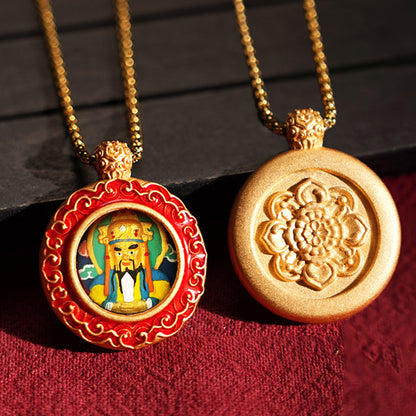 Three-dimensional Tibetan Style Fifth Master Brass Painted Wipe Pendants