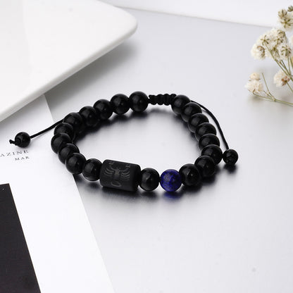 Men's Natural Stone Frosted Glass Twee Constellation Bracelets