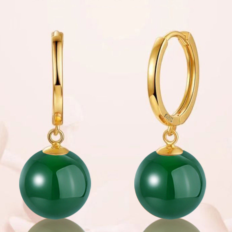 Women's Color Green Agate For Carnelian Ear Earrings