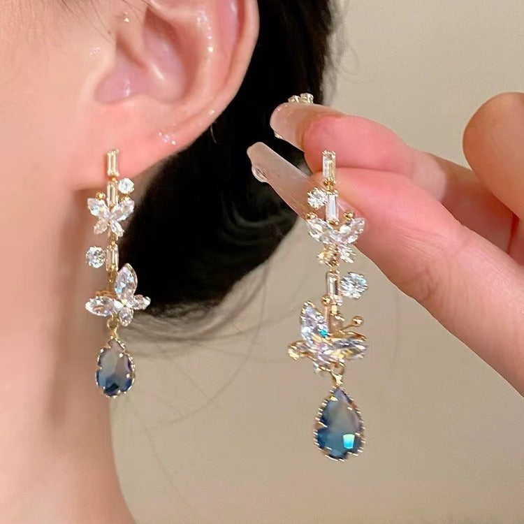 Super Fairy High-grade Full Diamond Long Elegant Earrings