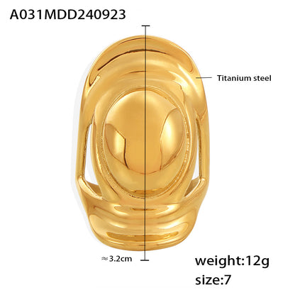 Straw Hat-shaped Open Adjustable Graceful Personality Design Titanium Steel Rings