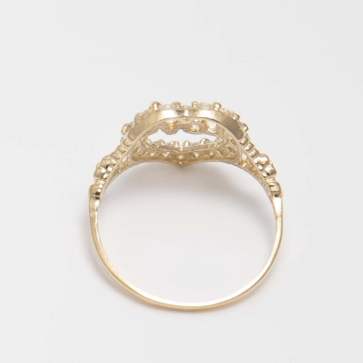 Copper Love Heart-shaped Advanced Inlaid Zircon Rings