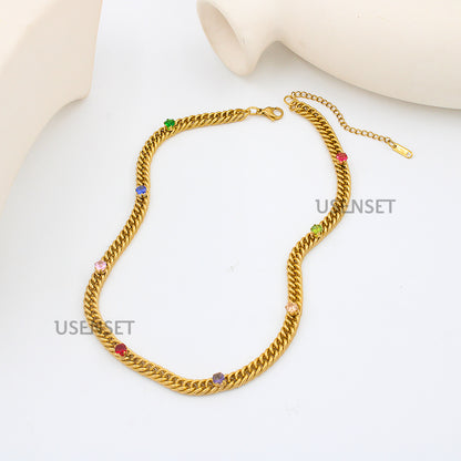 Women's Exaggerated Metal Color Zirconium Special Interest Light Necklaces