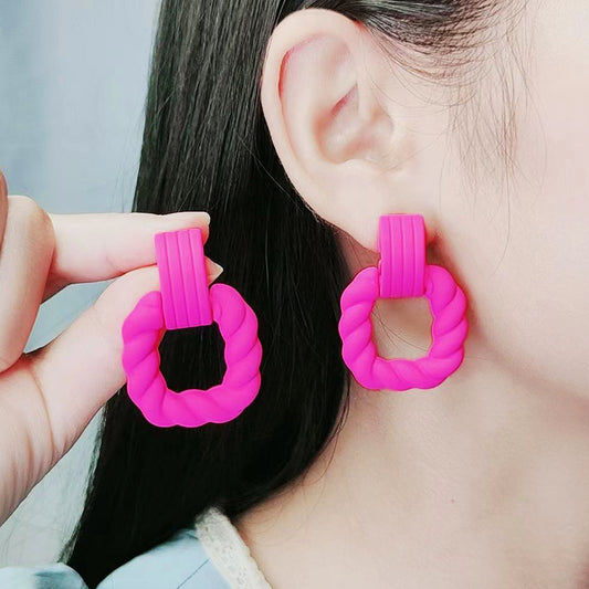 Circle Simple Spray Rubber Paint Eardrops Earrings