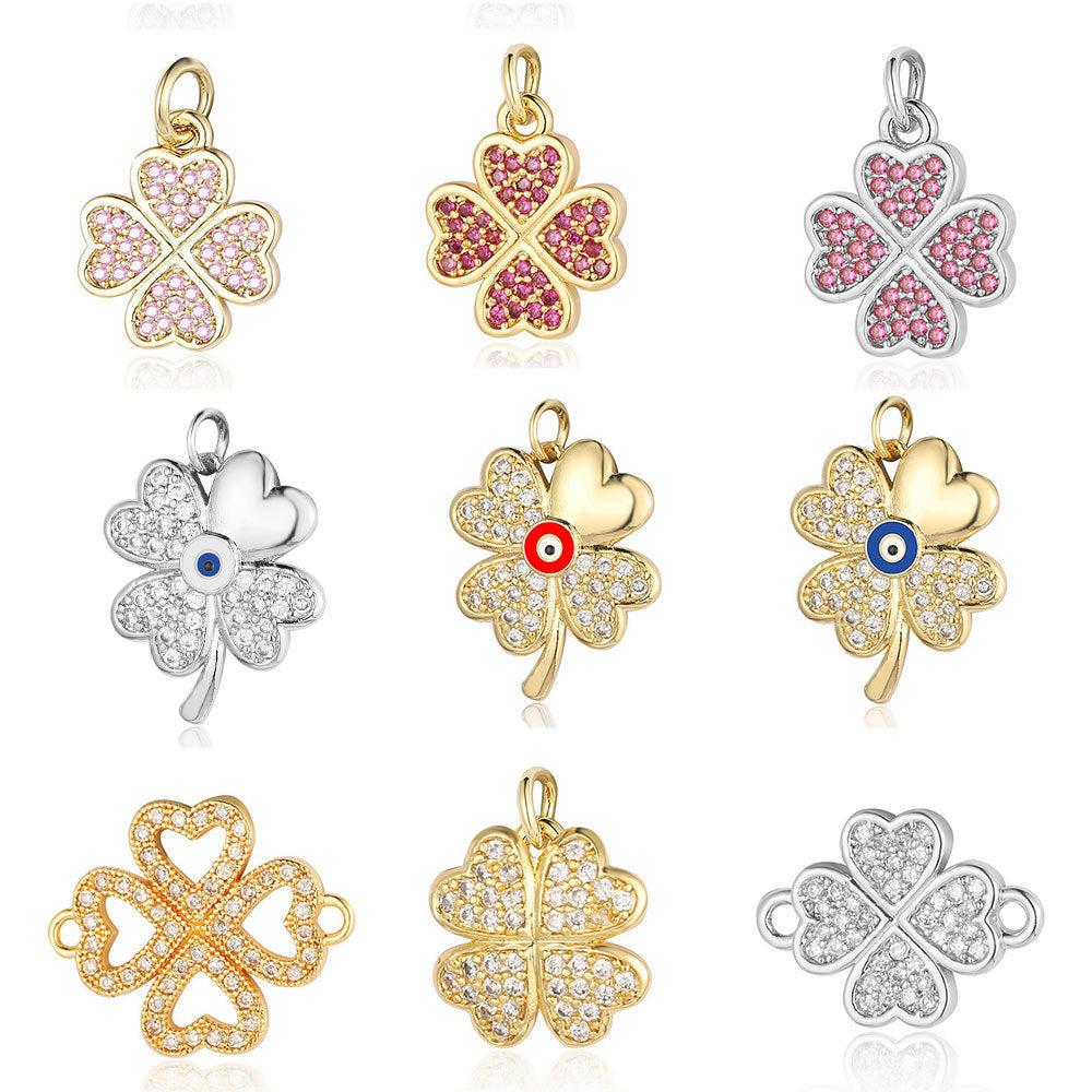 Four-leaf Clover Color Zirconium Copper Micro Inlaid Zircon Pendants