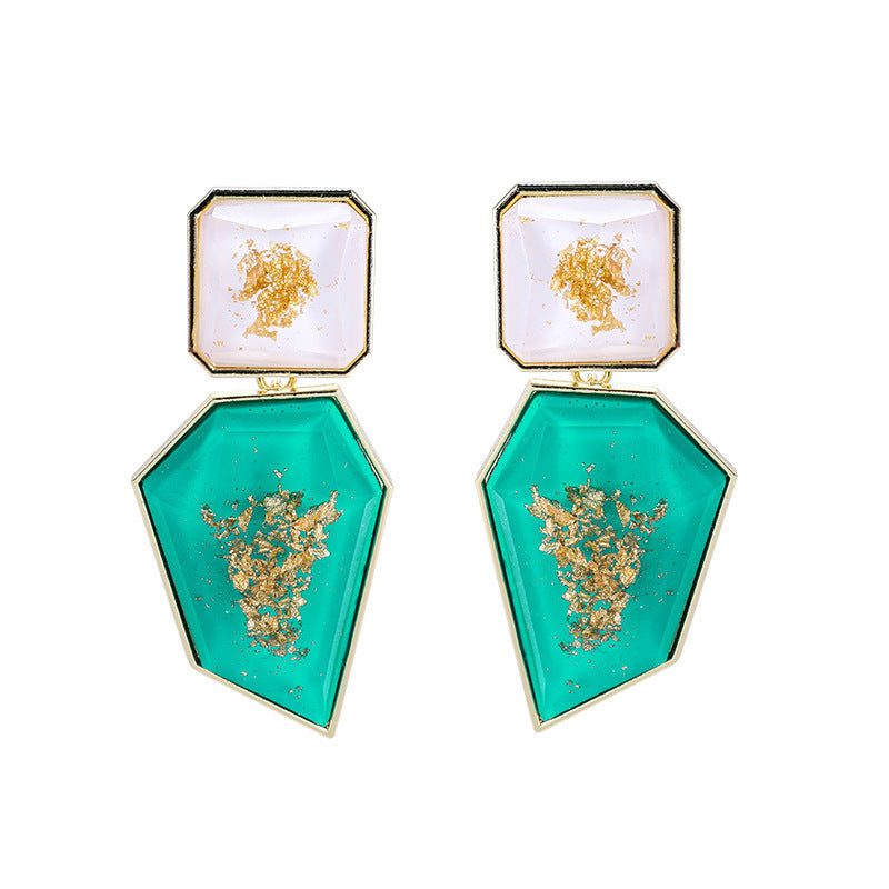 Retro Irregular Rectangular Elegant Geometric Gold Earrings