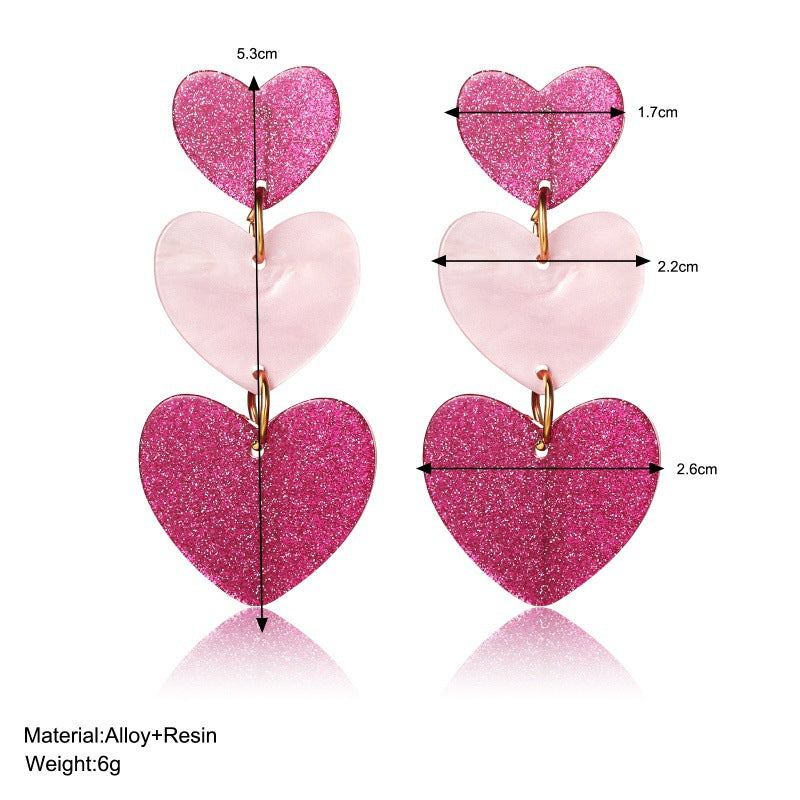 Color Matching Valentine's Day Acrylic Love Heart Earrings