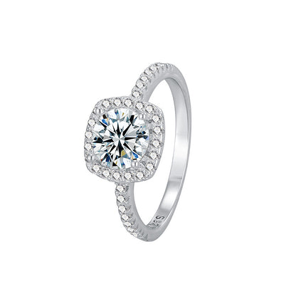 Sier Princess Square Bag Zircon Fashion High-grade Rings