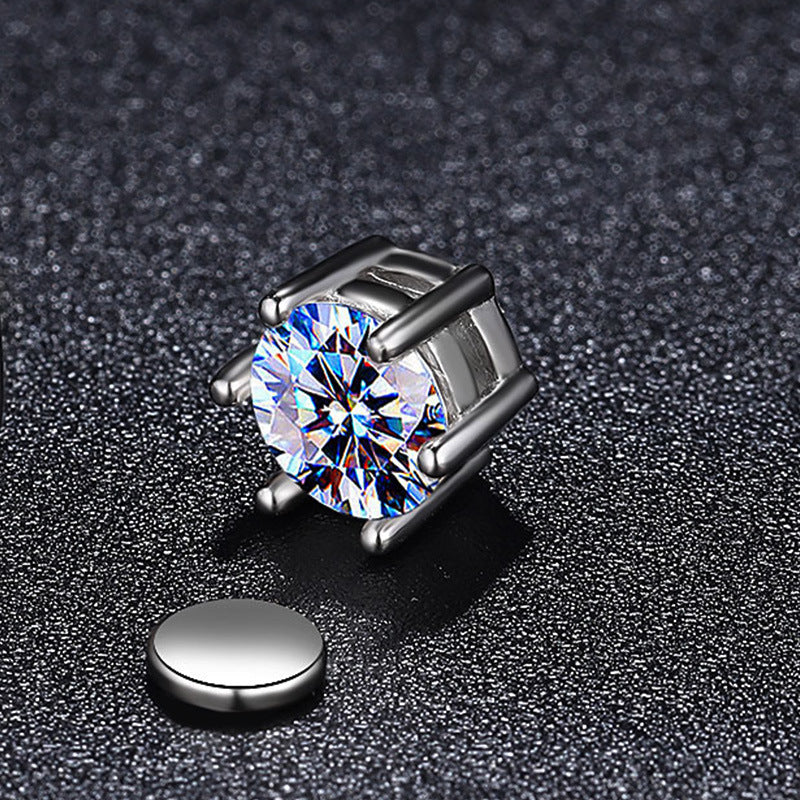 Women's & Men's Color Moissanite Magnetic Temperament Lady Single Earrings