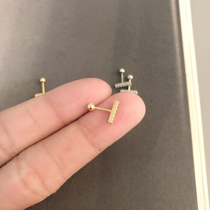 Women's Bar Screw Gold Simple Ear Bones Earrings