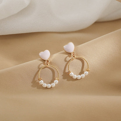 Fashion Sier Needle Temperament Trend Pearl Rings