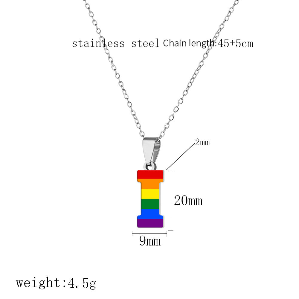 Women's Color Rainbow Letter Printing Titanium Steel Stainless Pendants