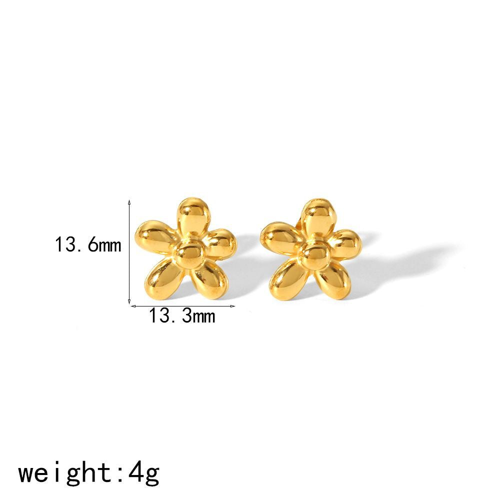 Gold Flower Female Niche Exaggerated Stainless Earrings