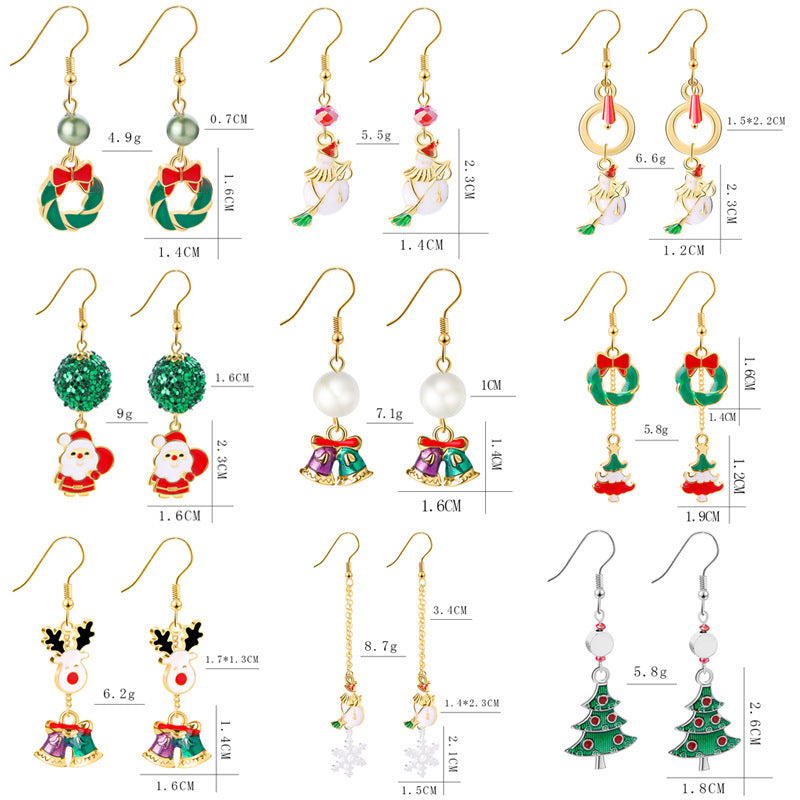 Enamel Simple Fresh Reindeer Crutch Socks Earrings