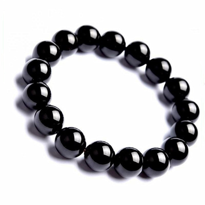 Women's & Men's Stone Imitation Black Agate Beaded Couple Bracelets