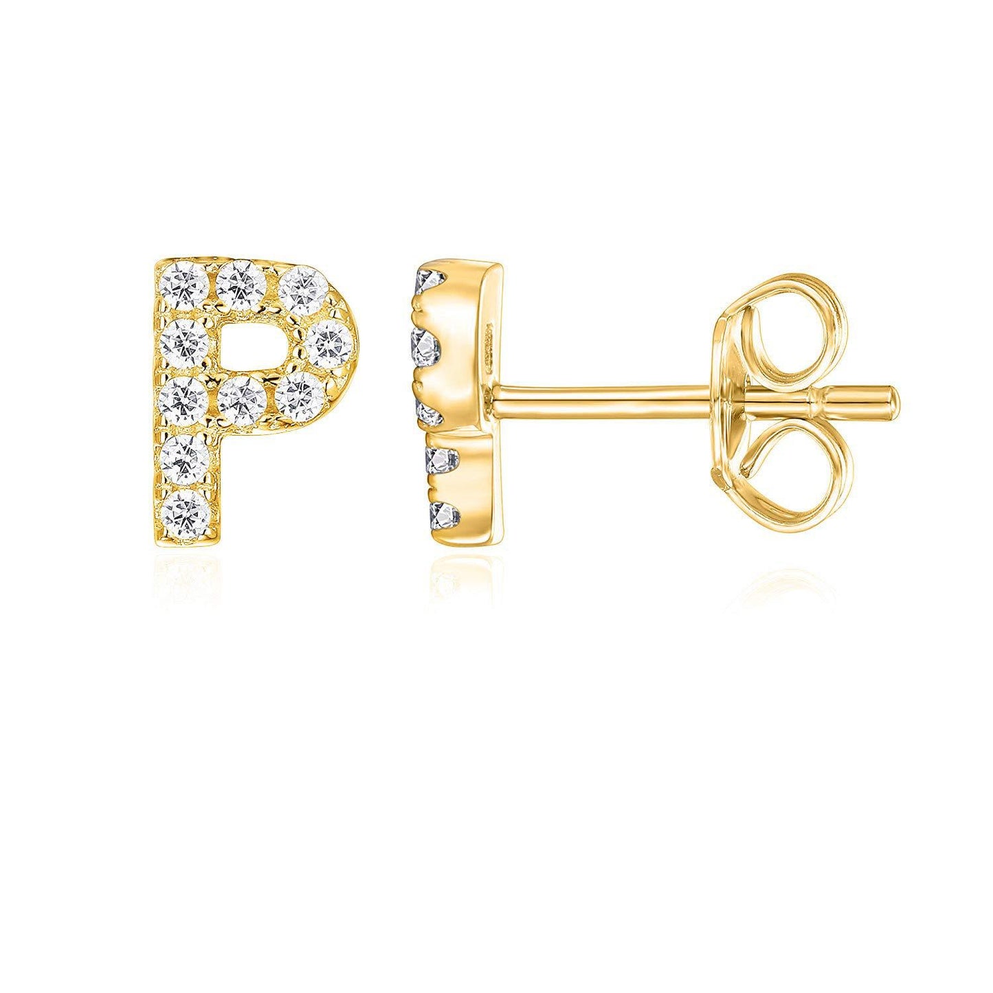 Sier English Alphabet Letter Micro Inlaid Earrings