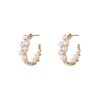 Morning White Dews Sweet Cute Pearl Hoop Girlish Earrings