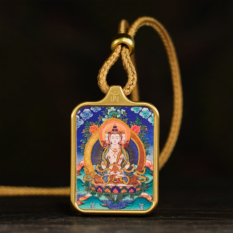 Small Yellow God Of Wealth Green Pendants