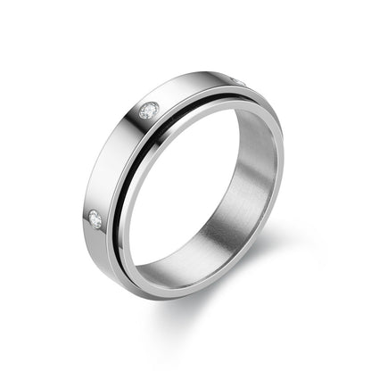 Titanium Steel Rotatable Couple Starry Stainless Rings