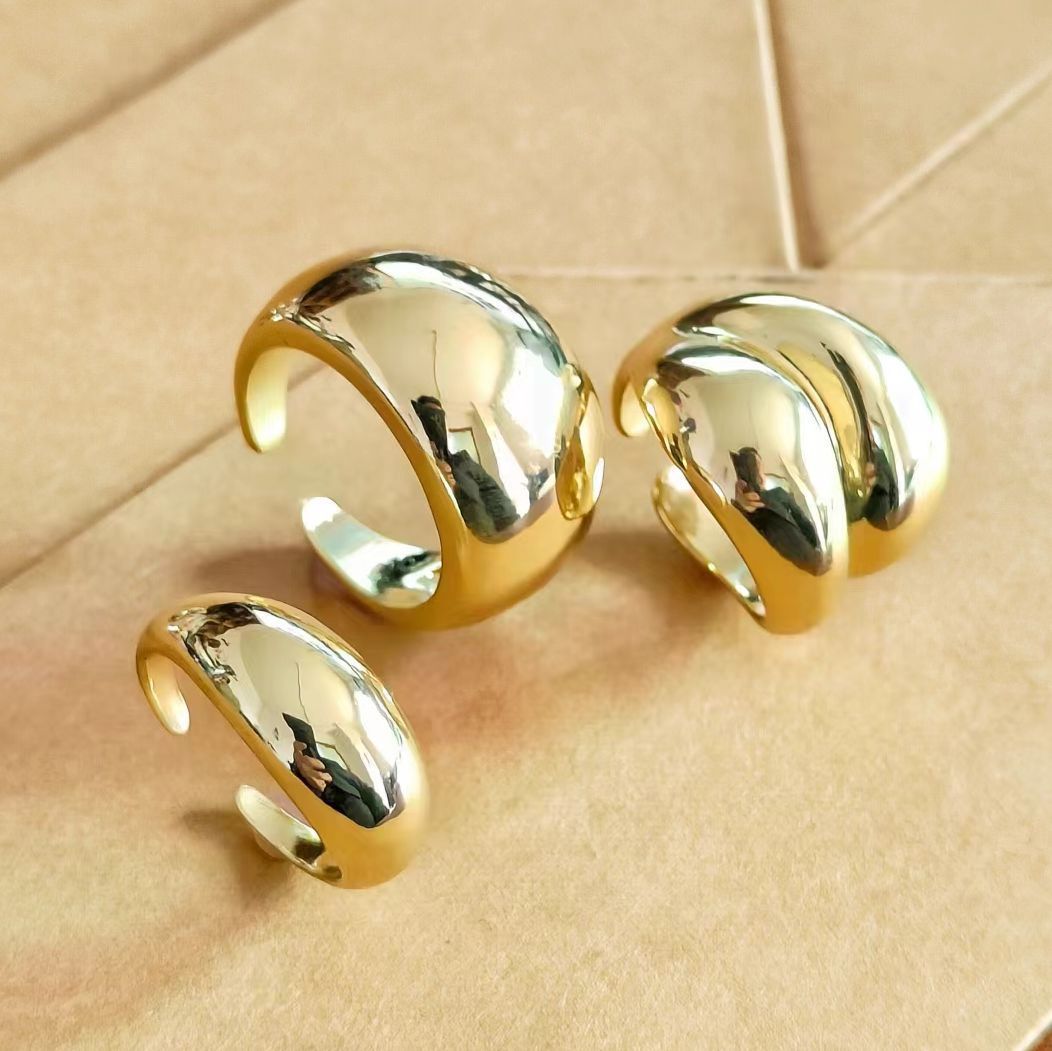 Niche Fashion Design Geometric Arc Glossy Exaggerated Rings