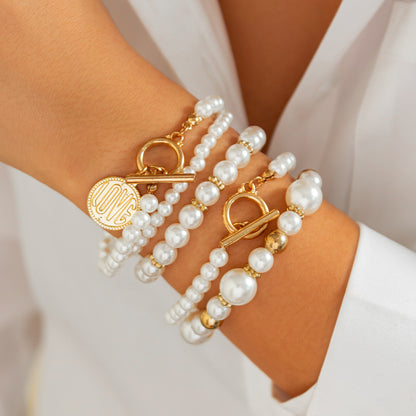 Elegant Imitation Pearl Twin Suit Style Bracelets