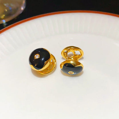 Needle Black Crystal Geometric Ear Minority Fashion Temperament Entry Earrings