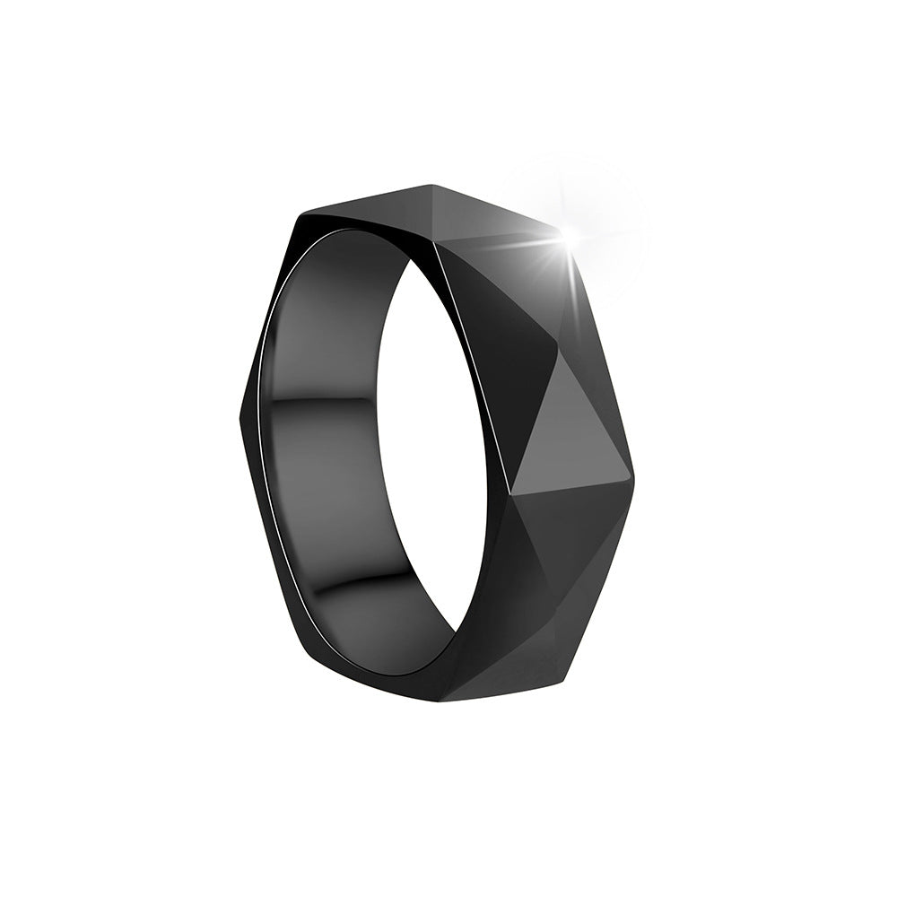 Men's Titanium Steel Ornament Diamond Cut Simple Rings
