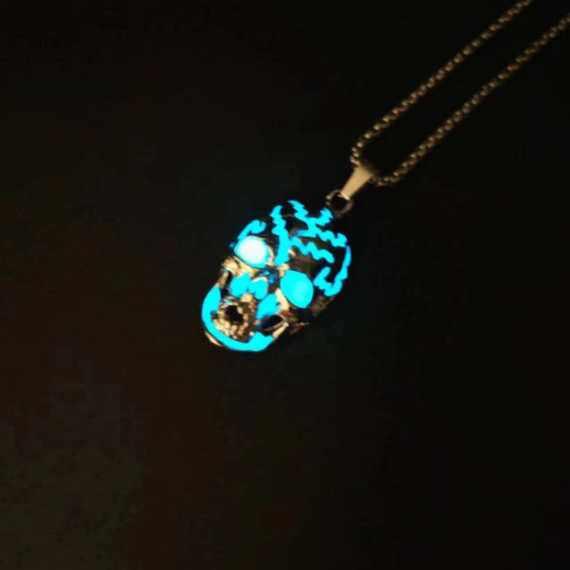 Men's Glowing Skull Long Hip Hop Noctilucent Pendants