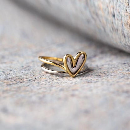 Women's Irregular Two-color Love Two-piece Copper Rings