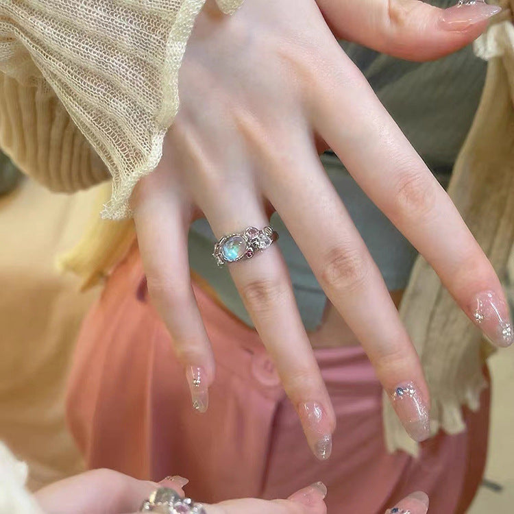 Opal Moonstone Colored Gems Zircon Pink Diamond Female Rings