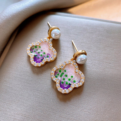 Women's Enamel Oil Painting Style Light Luxury Earrings