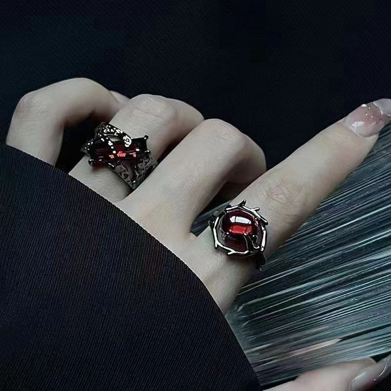 Women's & Men's Ruby Trendy Domineering Unisex Style Texture Rings