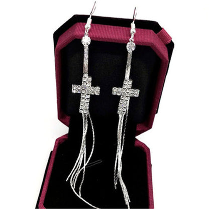 Women's For Exaggerated Rhinestone Eardrops Temperamental Tassels Fashion Personality Earrings