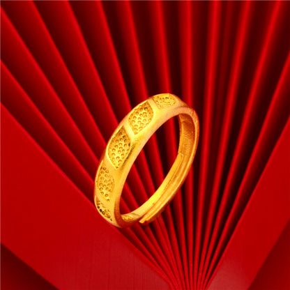 Multi Vietnam Placer Gold Open Mouth Flower Peacock Index Rings